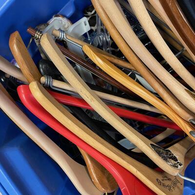 #83 Tub Full of Wood Hangers 