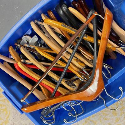 #83 Tub Full of Wood Hangers 