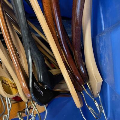 #83 Tub Full of Wood Hangers 