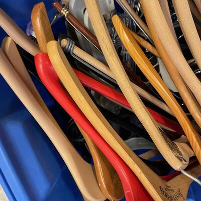 #83 Tub Full of Wood Hangers 