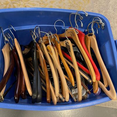 #83 Tub Full of Wood Hangers 