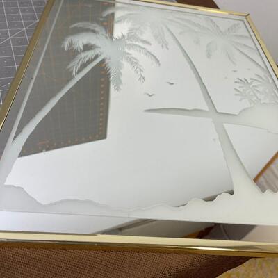 #88 Etched Mirror Palm Tree on the Beach 
