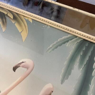 #89 Pink Flamingo Turner Print Mirrored Frame 
