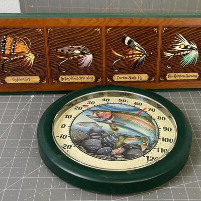 #103 Thermometer and fishing Plaque