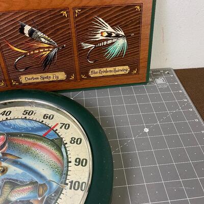 #103 Thermometer and fishing Plaque