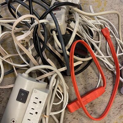 #120 Crate of Extension Cords and Plug bars