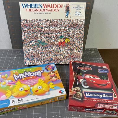 #176 Where is Waldo Puzzle and (2) Children Memory Games