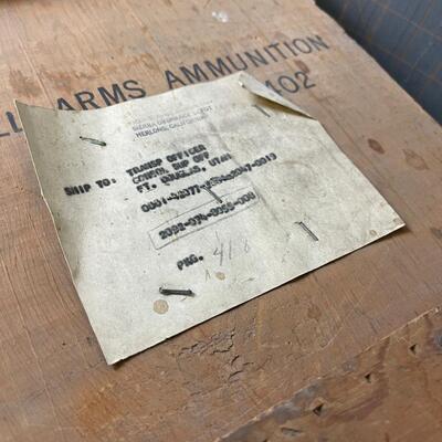 #186 Small Ammunition Crate - Fort Douglas Shipping Tag
