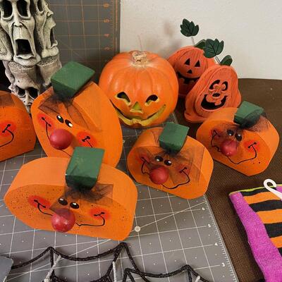 #227 Table full of Halloween, Wood and Resin and candles. 