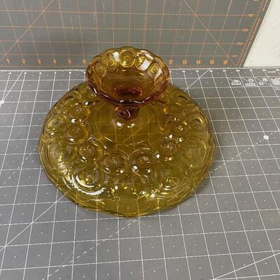 #233 Cake Plate Footed Amber Glass