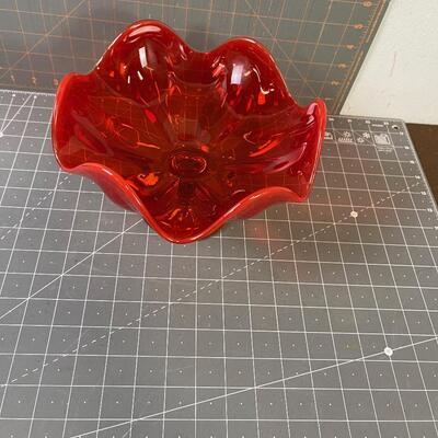 #235 Orange Footed Glass MCM Bowl