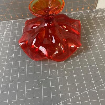 #235 Orange Footed Glass MCM Bowl