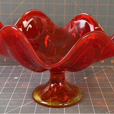 #235 Orange Footed Glass MCM Bowl