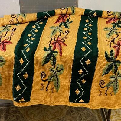 #240 Gold and Green Vintage Throw Hand Made