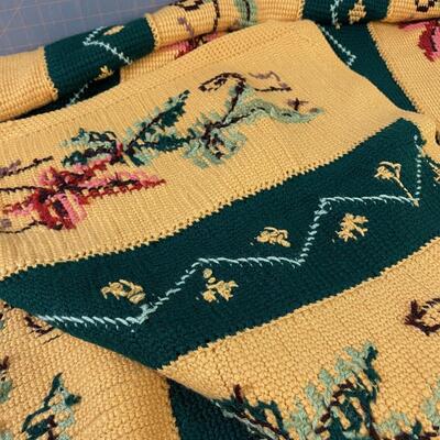 #240 Gold and Green Vintage Throw Hand Made