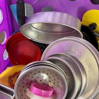 #241 CRATE OF Plastic Play Dishes