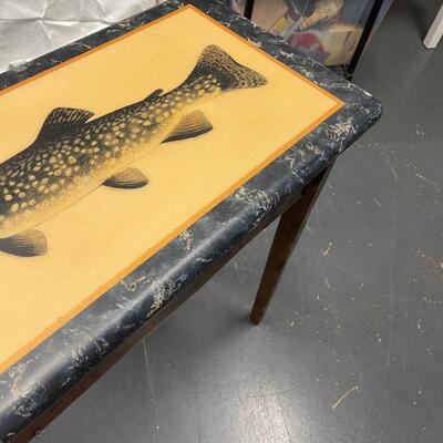 #290 Rustic Entry or Sofa Table W/ Trout Fish on Top