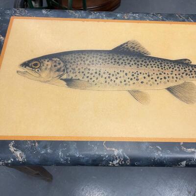 #290 Rustic Entry or Sofa Table W/ Trout Fish on Top