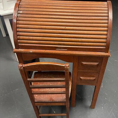 #295Antique Children's Roll Top Desk 