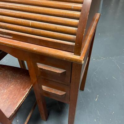 #295Antique Children's Roll Top Desk 