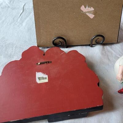 Lot 23: 1930's Dicken's Christmas Stories, Santa Pin Cushion, Wood Santa's, 1980's Mouse Ornaments And Framed...