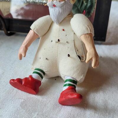 Lot 23: 1930's Dicken's Christmas Stories, Santa Pin Cushion, Wood Santa's, 1980's Mouse Ornaments And Framed...
