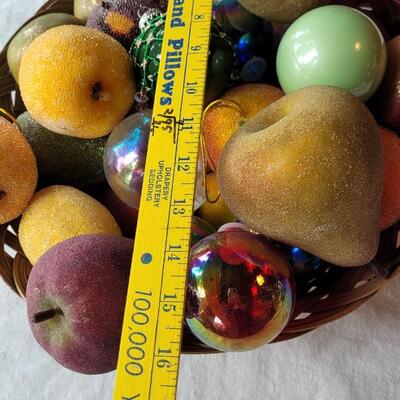 Lot 24: Basket of Fruit mixed with Christmas Balls