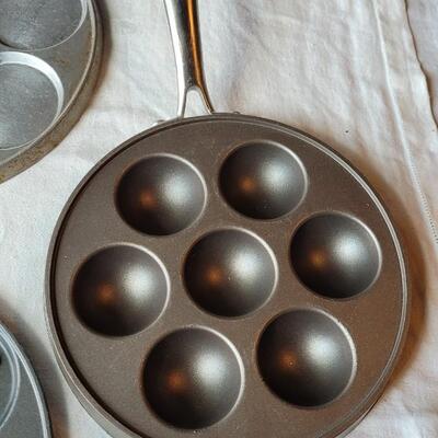 Lot 33: Danish Pancake Griddle, Individual Pancake Griddle and Insect Griddle Pan