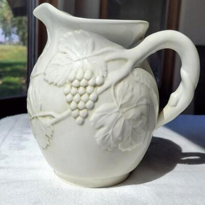 Lot 38: Bassano White Grape Pitcher and Bowl made in Italy
