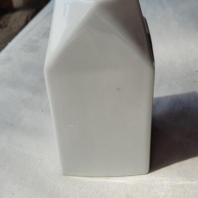 Lot 41: Vintage White & Blue Butter Cups and White Ceramic Milk Carton