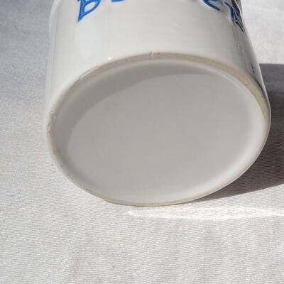 Lot 41: Vintage White & Blue Butter Cups and White Ceramic Milk Carton