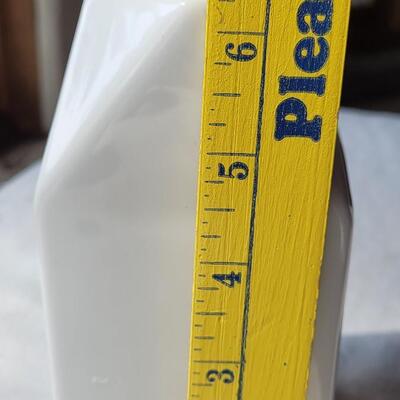 Lot 41: Vintage White & Blue Butter Cups and White Ceramic Milk Carton