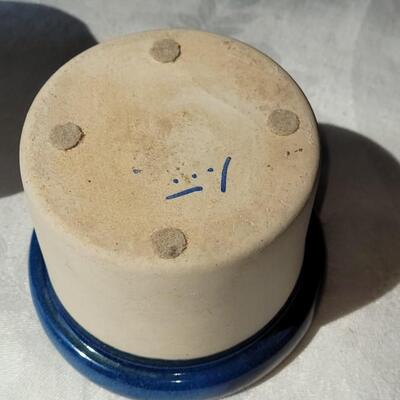 Lot 43: (2) Blue & Tan Ceramic Vessels 