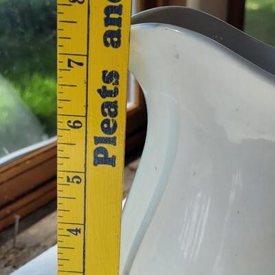 Lot 45: Antique White Dresden Stone & The Potter's Co-op Pitcher made in East Liverpool, Ohio