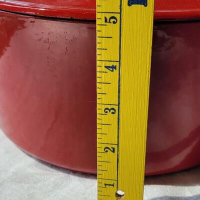 Lot 48: Enamel Red Pot with Lid