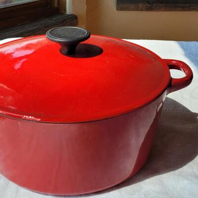 Lot 48: Enamel Red Pot with Lid
