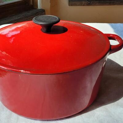 Lot 48: Enamel Red Pot with Lid