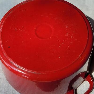 Lot 48: Enamel Red Pot with Lid