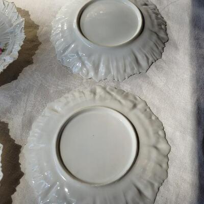 Lot 49: Ivory Italian Platter with Bows and unmarked China Plates and Bow Napkin Rings