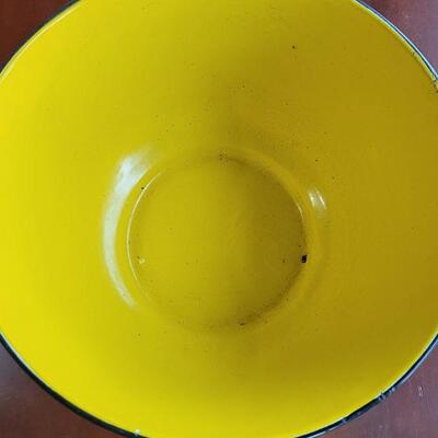 Lot 64: Vintage Large Yellow Enamel Bowl