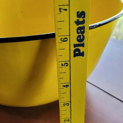 Lot 64: Vintage Large Yellow Enamel Bowl