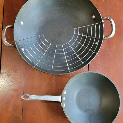 Lot 71: Wok with Rack and Small Wok Style Pan