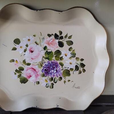Lot 76: Antique Handpainted Metal Tray