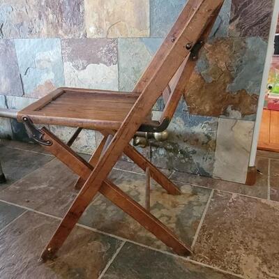 Lot 87: 1893 J.P. Redington Folding Wood Chair made in Scranton, PA 