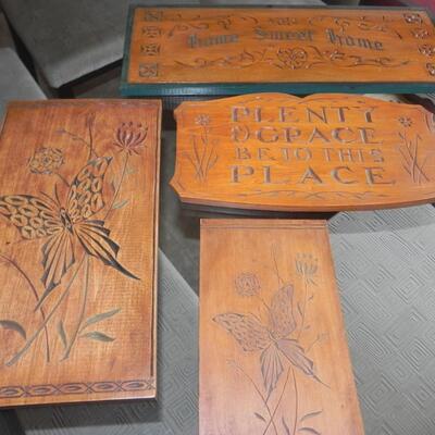 LOT 229   WOODEN CARVED  PLAQUE'S 