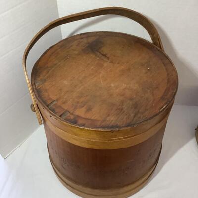 B - 100.  Pair of Antique Wooden Sugar Firkin Buckets 
