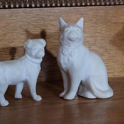 Lot 98: (2) Antique Porcelain Kitty & Dog 