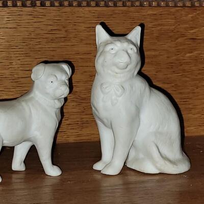 Lot 98: (2) Antique Porcelain Kitty & Dog 