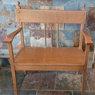 Lot 99: Antique 2 person Wood Bench