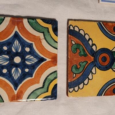 Lot 113: Mixed Antique/Vintage Southwest Plates, Trivet Tiles and Cactus Vase